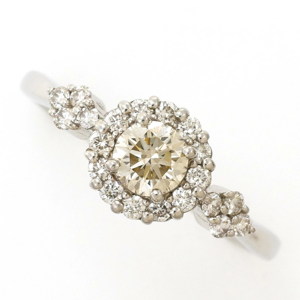PT900 Platinum Ring with Brown Diamond 0.34ct and 0.23ct (SI1 clarity, certif...